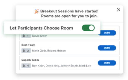 Options for selecting open breakout sessions